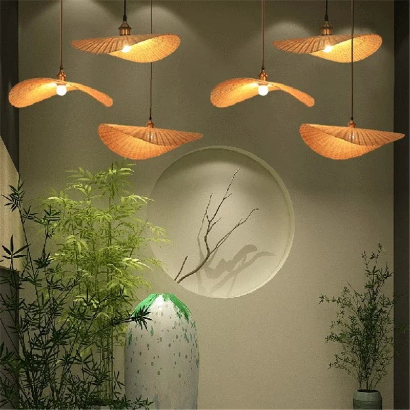 lampes led suspendues modernes faites à la main en bambou - vue 3 sur 6
