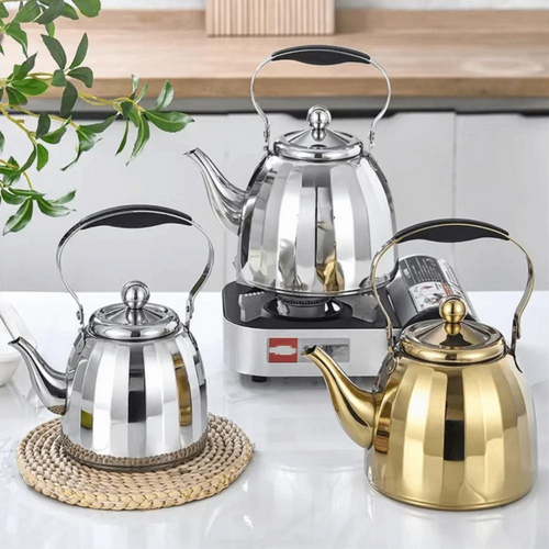 Bouilloire inox fleur infuseur poignée anti brulure miroir