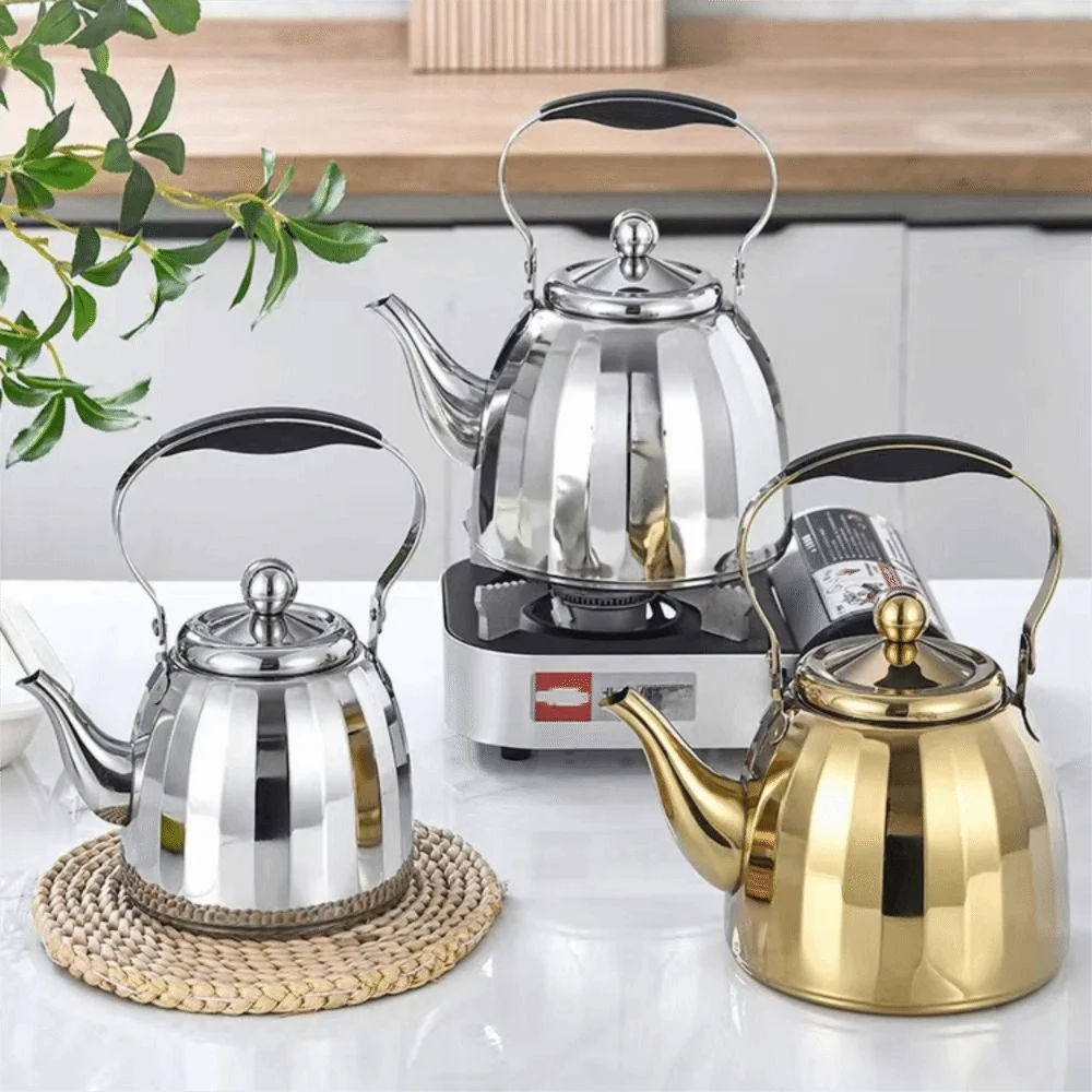 Bouilloire inox motif fleur infuseur amovible poignée isolante - vue 2 sur 7