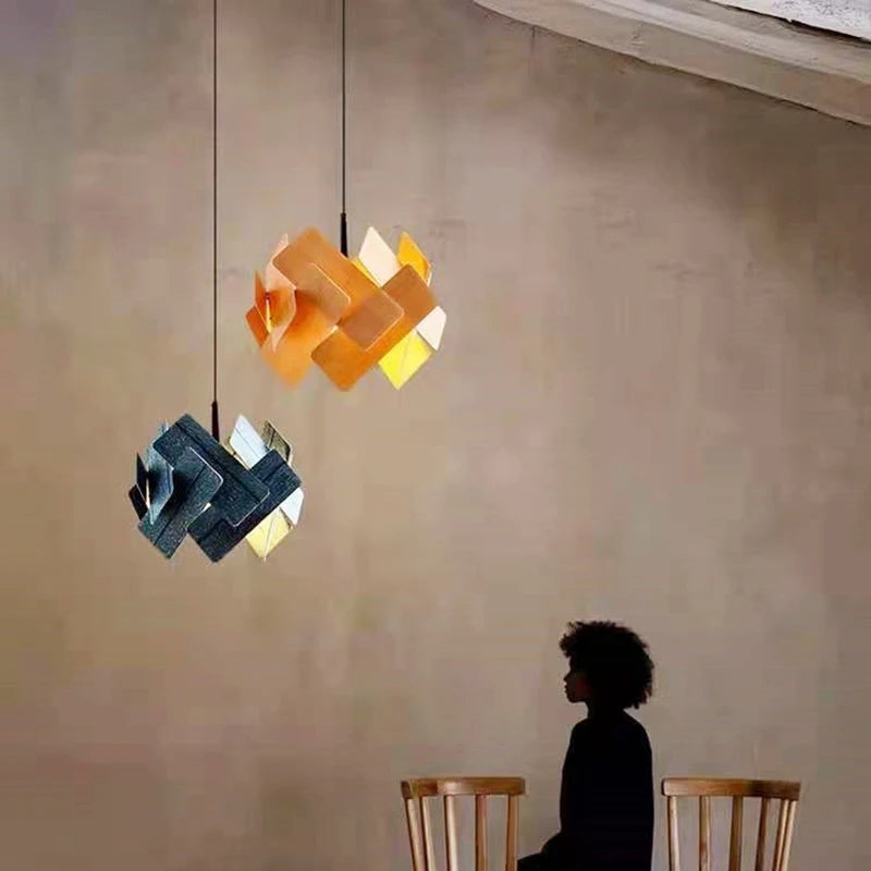 lampes suspendues en bois créatives avec cordon réglable - vue 3 sur 10
