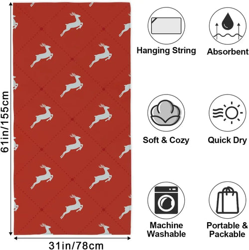 Serviette de plage microfibre motif cerf séchage rapide