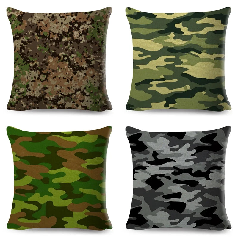 housses de coussin géométriques motif camouflage militaire décoratives