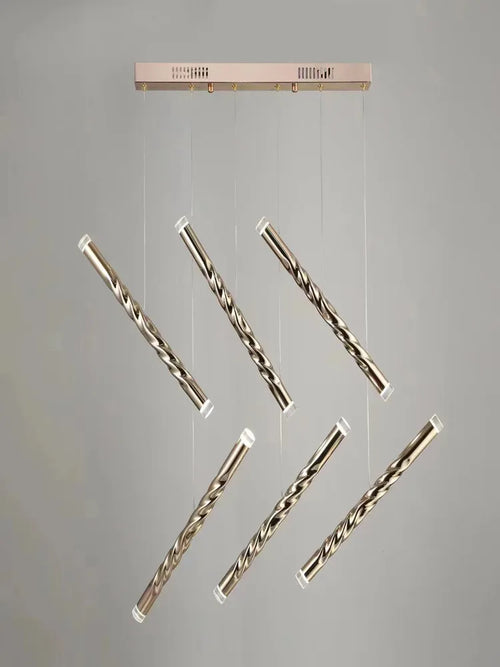 lustre double escalier spirale led moderne grand cylindre