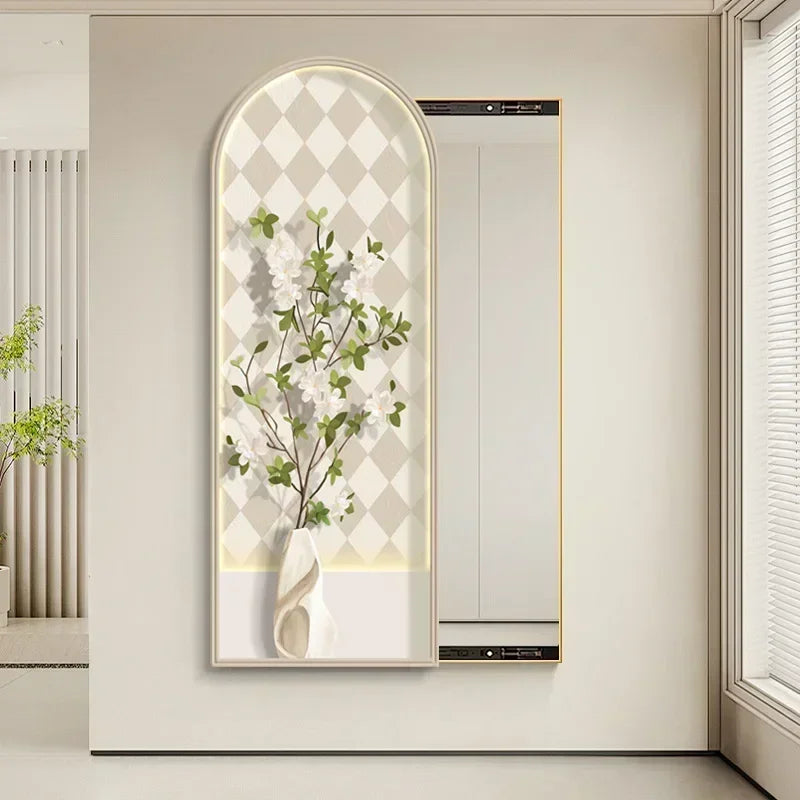 miroir carré nordique décoratif avec cadre floral esthétique - vue 5 sur 9