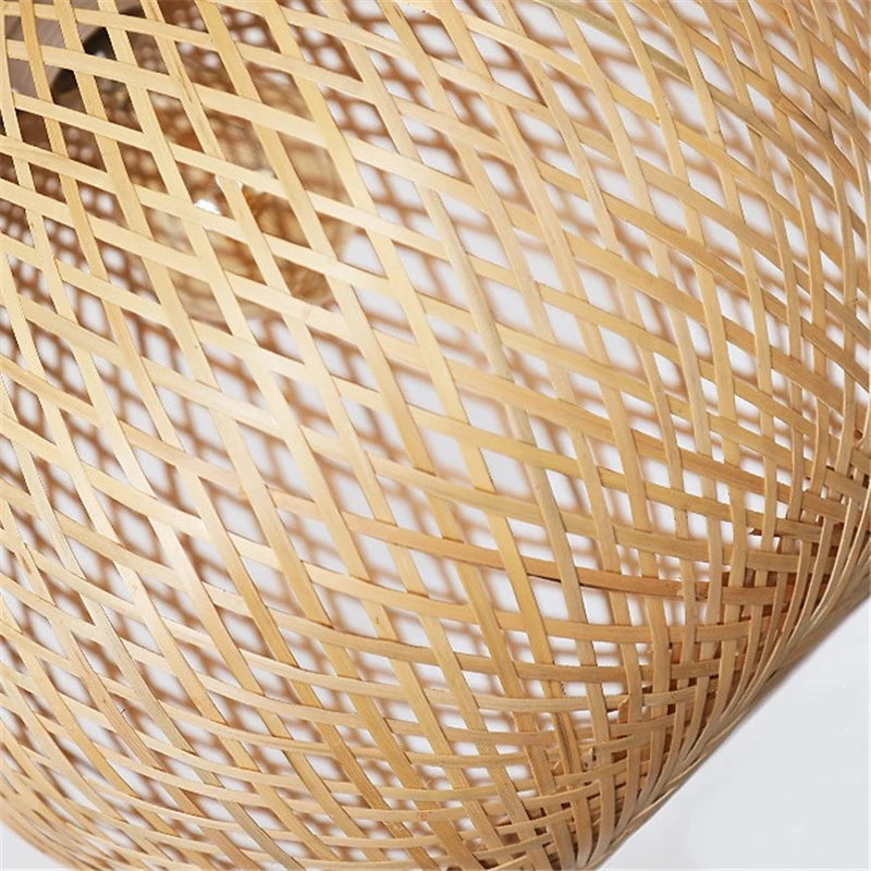 lustre moderne nordique en bambou tissé à la main led - vue 7 sur 10