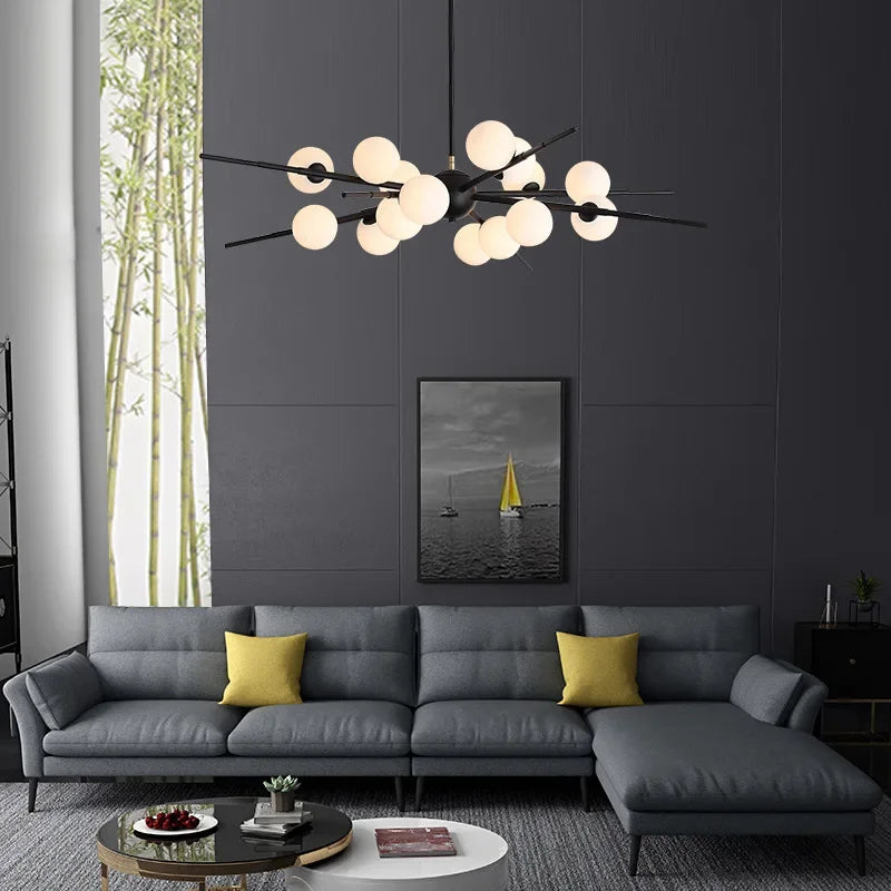 suspension LED en forme de boule de verre design moderne