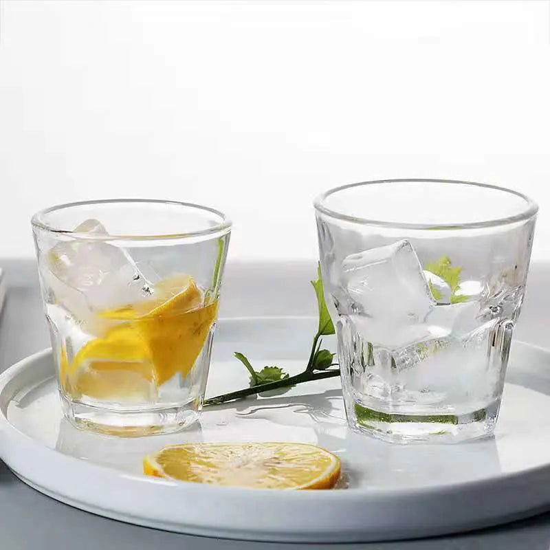 Verre transparent classique multi boissons design rainuré