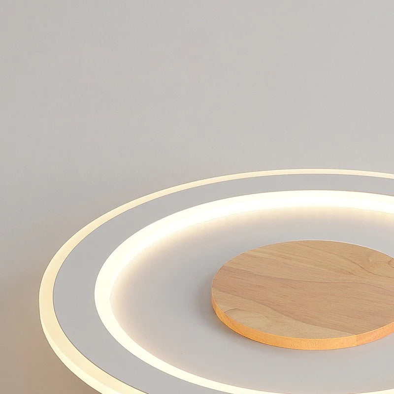 plafonnier led ultra-mince en bois massif design nordique moderne - vue 6 sur 12