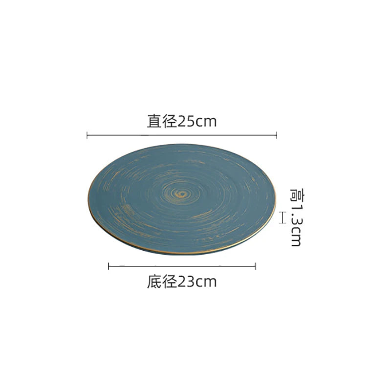 Assiette plate en céramique style rétro bordure élégante