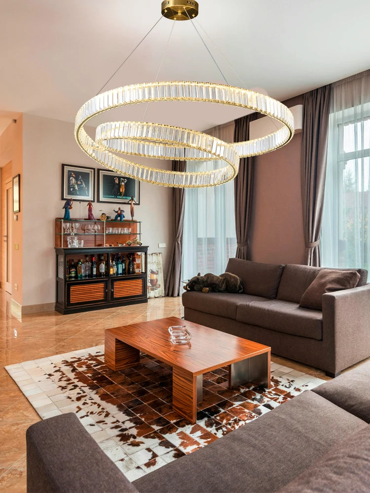 suspension led moderne en cristal design élégant et réglable - vue 4 sur 9