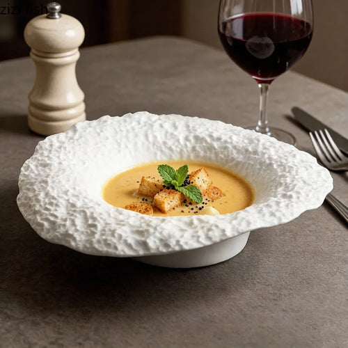 Assiette bol céramique texture roche style chapeau champignon