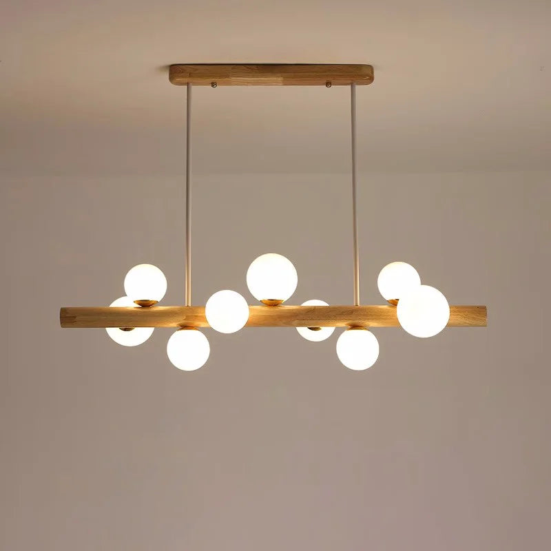 lustre moderne bois caoutchouc noyer style simple décoration minimaliste