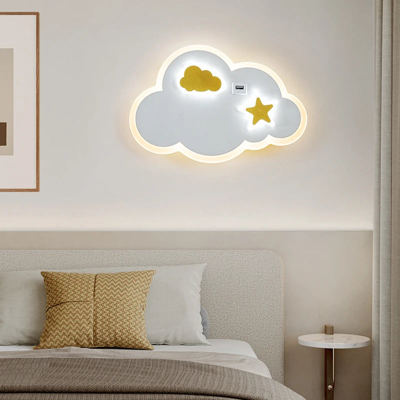 applique murale led lune design moderne minimaliste avec chargeur usb - vue 5 sur 16