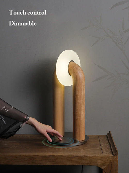 lampes de table vintage en bois massif à contrôle tactile led