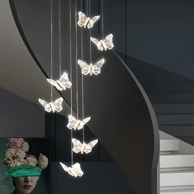 lustre papillon en cristal pour décoration d'intérieur élégante - vue 5 sur 10