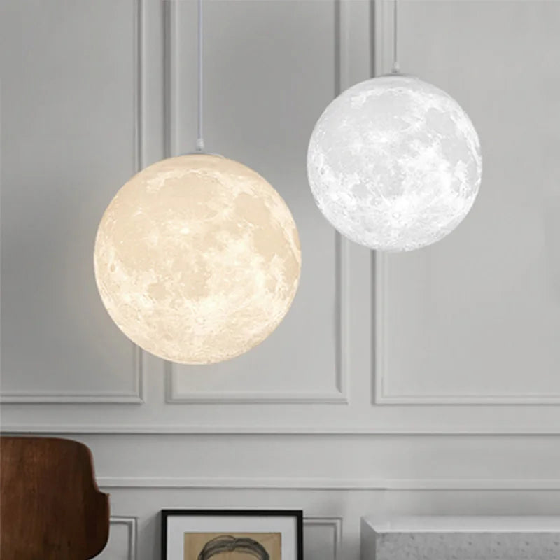 Suspension boule lune imprimée en 3D - vue 4 sur 5