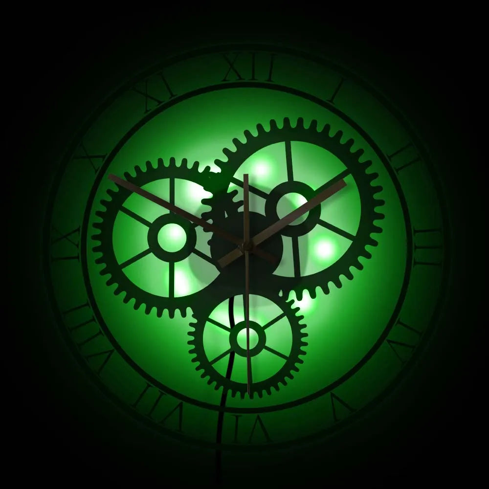 horloge murale rétro silencieuse à chiffres romains et engrenages mécaniques - vue 6 sur 8