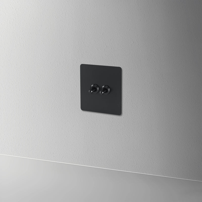 Interrupteur simple 1 voie intermédiaire switch en acier noir mat bords arrondis