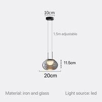 Suspension en verre gris fumé