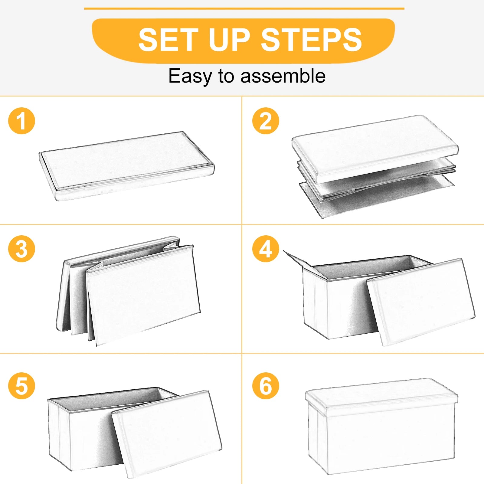 banc de rangement pliable multifonction en similicuir antidérapant - vue 6 sur 6
