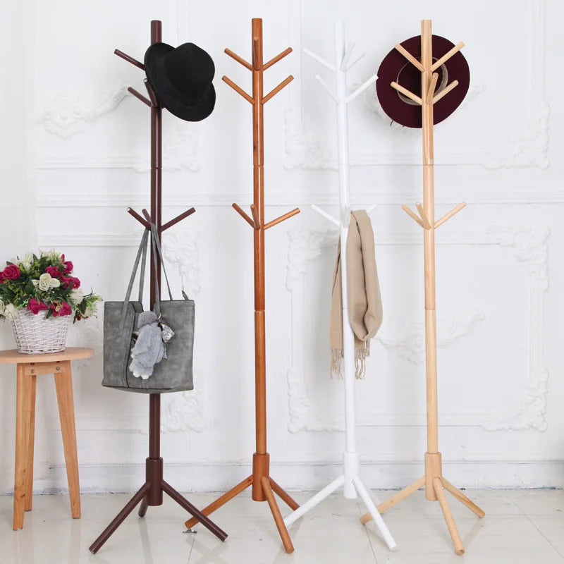 cintres en bois support à chapeaux et manteaux avec crochets - vue 2 sur 9