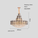 suspension à led en cristal design luxueux avec variateur d'intensité