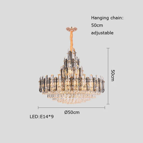 suspension à led en cristal design luxueux avec variateur d'intensité