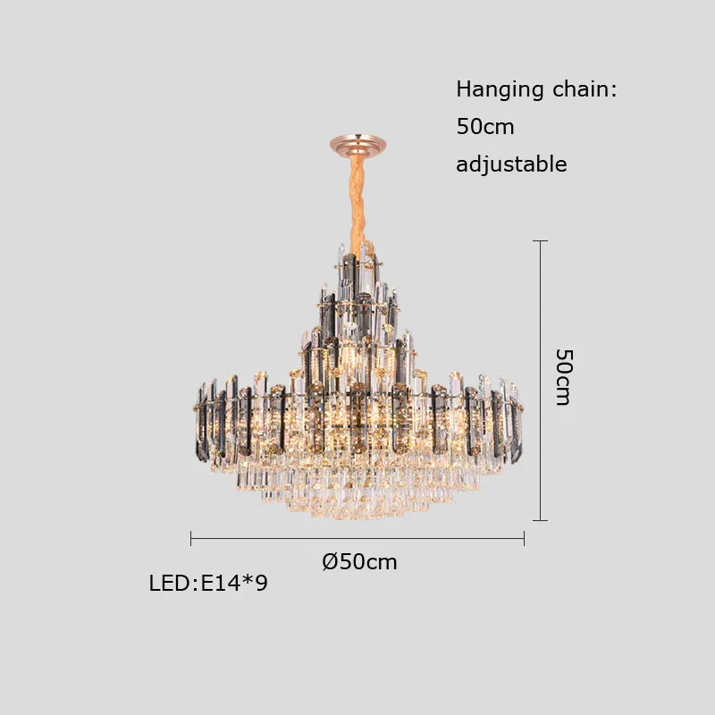 suspension à led en cristal design luxueux avec variateur d'intensité - vue 9 sur 11
