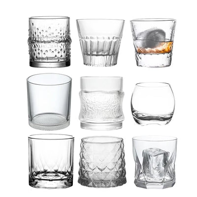 Verres whisky relief fond épais style élégant bar