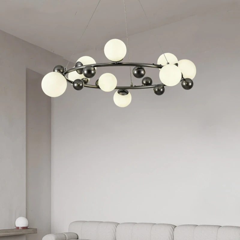 suspension moderne en métal et verre décorative avec fil réglable