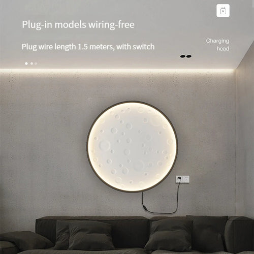 applique murale ronde moderne avec prise et fil rechargeable