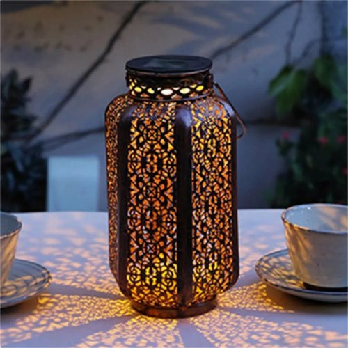 lanterne solaire à led motif rétro pour extérieur jardin patio