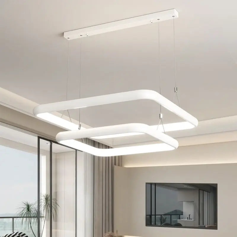 lustre moderne led suspension carrée perle pour maison