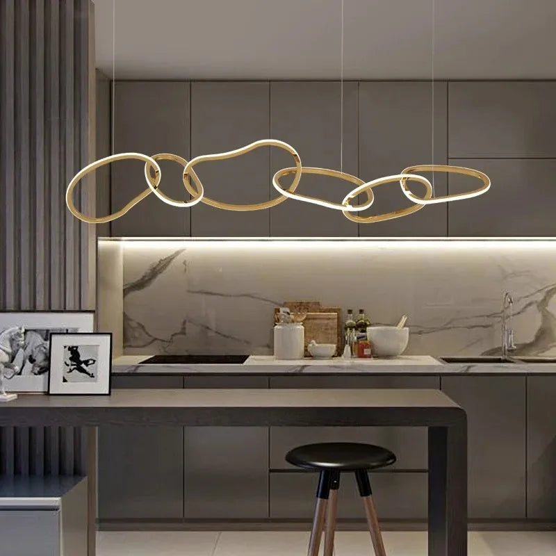 lustre Simple moderne île Restaurant suspension nordique luxe créatif en acier inoxydable galvanisé suspension - vue 4 sur 10