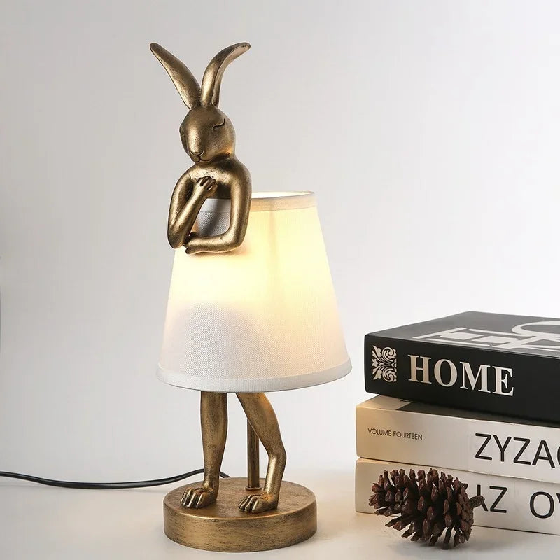 lampes de table lapin en résine décoration nordique créative - vue 5 sur 7