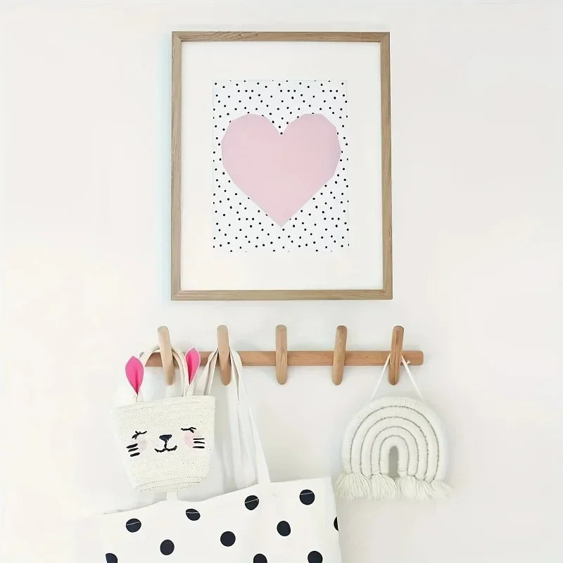 porte-manteau en bois massif avec crochets pour rangement mural décoratif - vue 3 sur 7