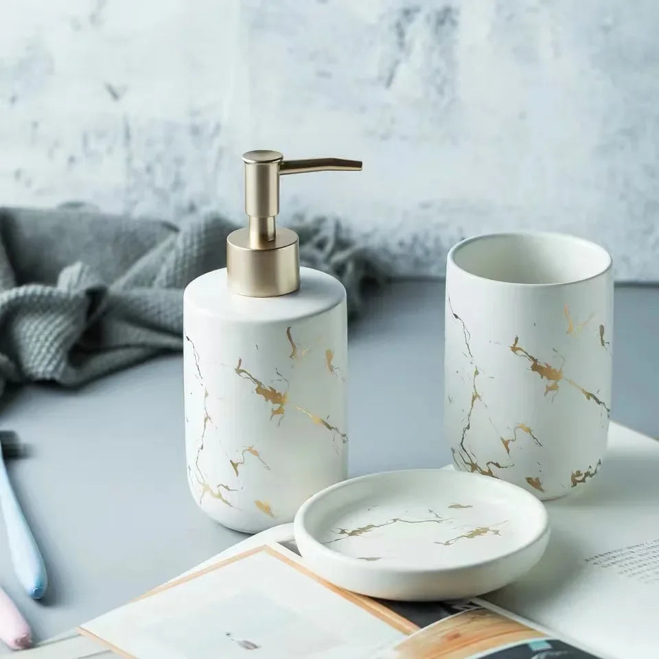 bouteilles en céramique pour savon shampooing et gel douche - vue 15 sur 14