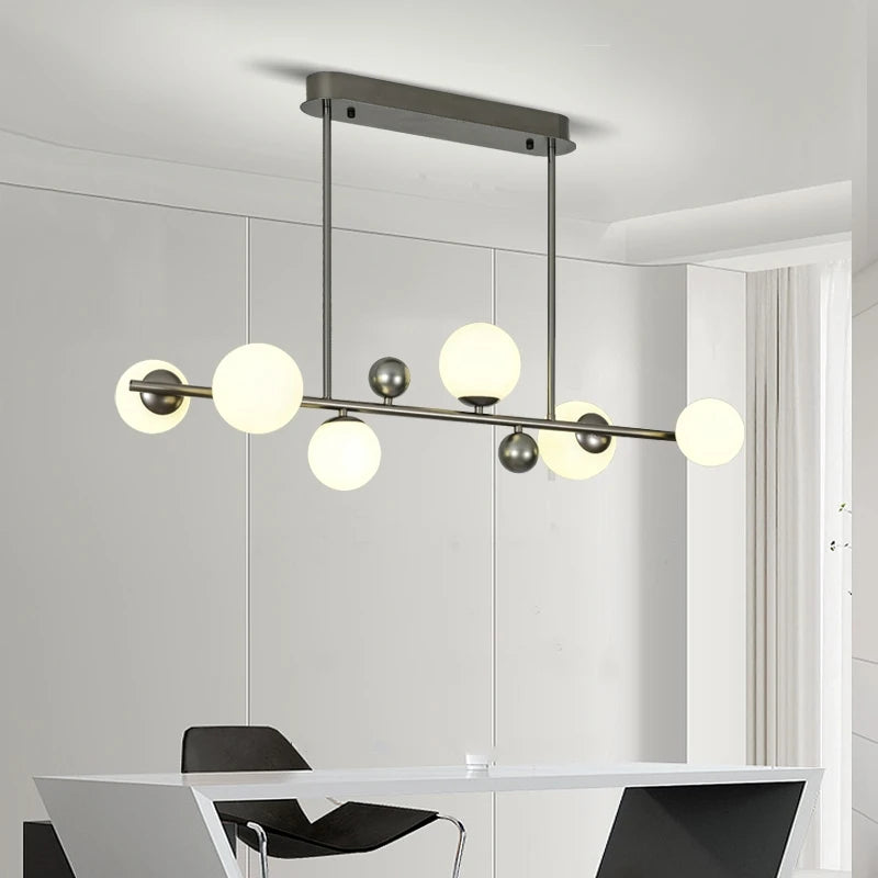 lustre d'intérieur moderne en métal et verre réglable
