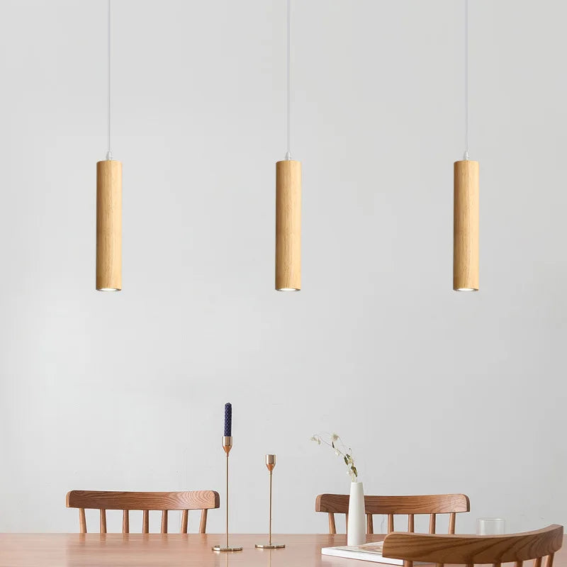 lampes suspendues modernes en bois éclairage intérieur led - vue 7 sur 8