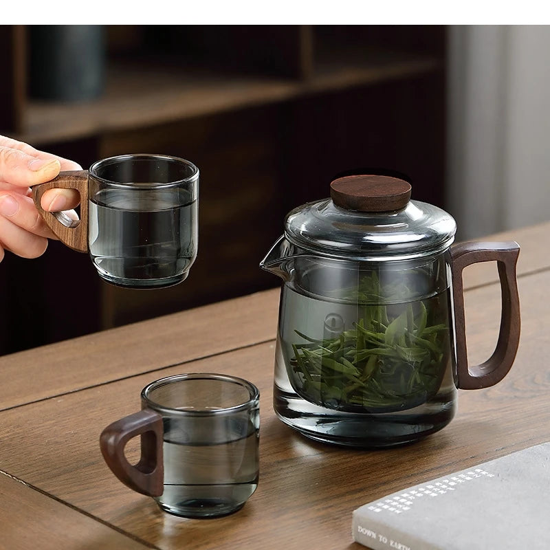 Theiere cafetiere verre portatif set tasses puer moderne - vue 4 sur 7