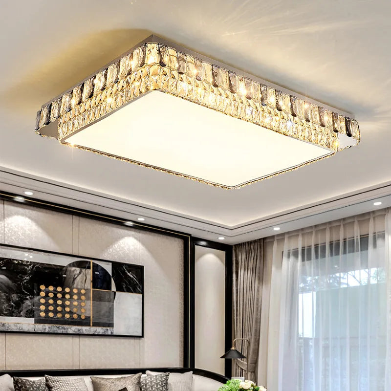 plafonnier led de luxe en cristal rond moderne - vue 4 sur 15