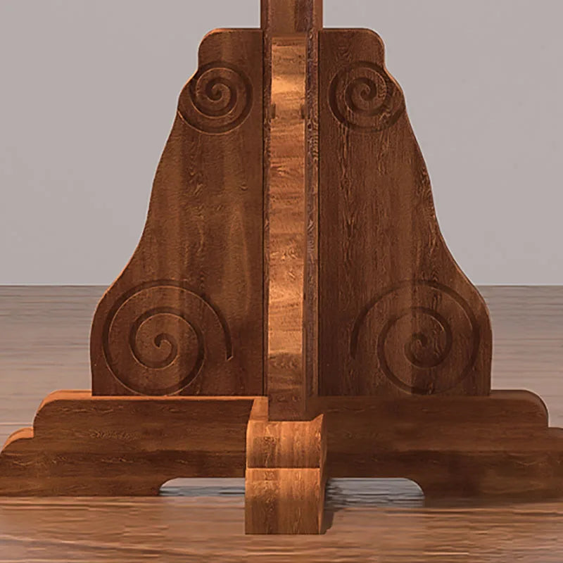 lampadaire style vintage en bois et cuivre pour hôtel et restaurant - vue 6 sur 9