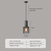 Lampe LED industrielle suspendue rétro à plusieurs têtes en ciment