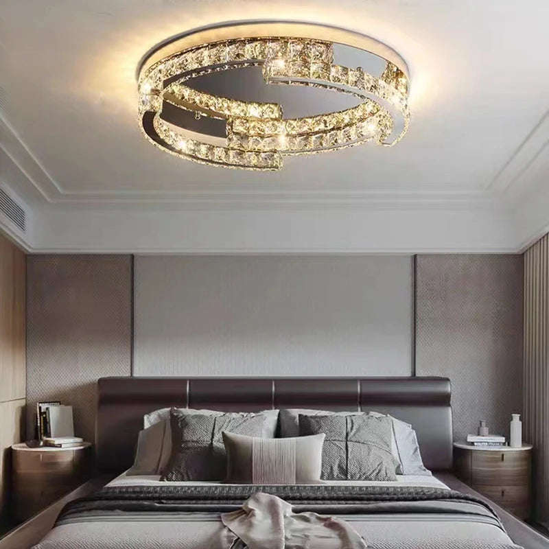 lampe de plafond led en cristal de style moderne avec télécommande - vue 4 sur 9
