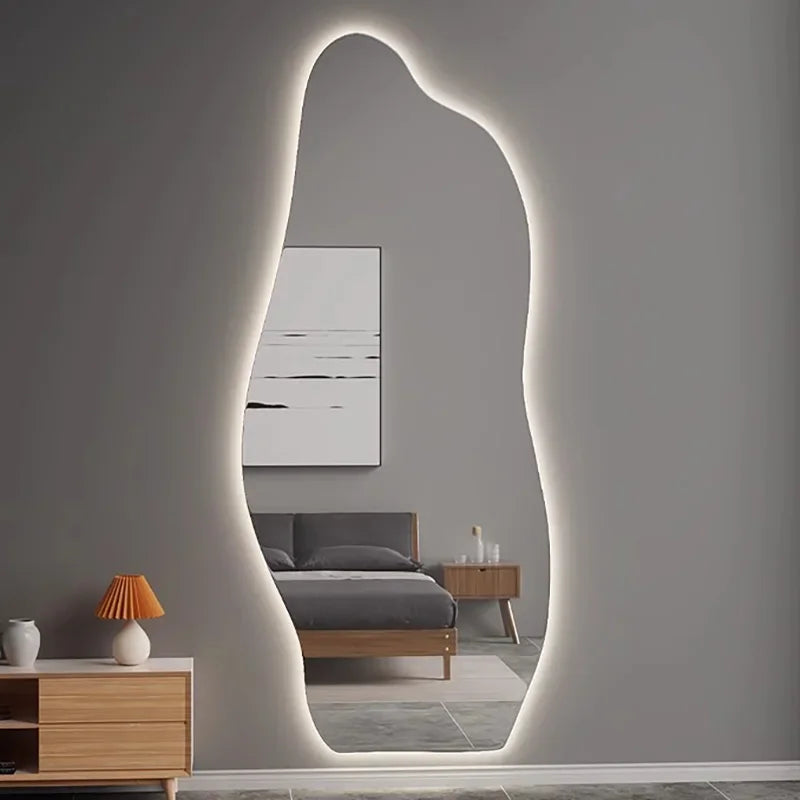 miroir lumineux décoratif style nordique irrégulier pour intérieur élégant - vue 5 sur 6