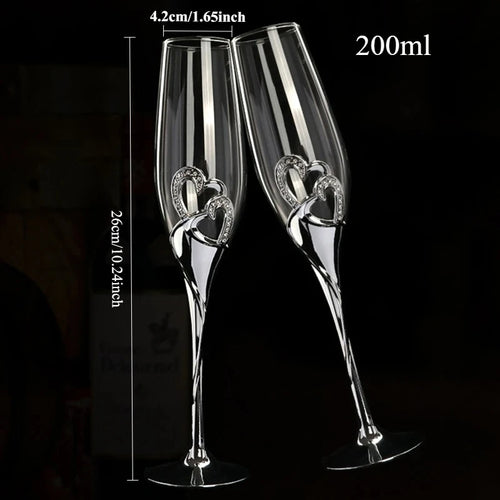 ensemble 2 flutes champagne mariage coeurs bord cristal