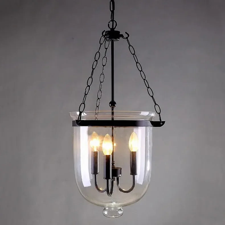 Suspension en verre transparent de couleur noir/rouille