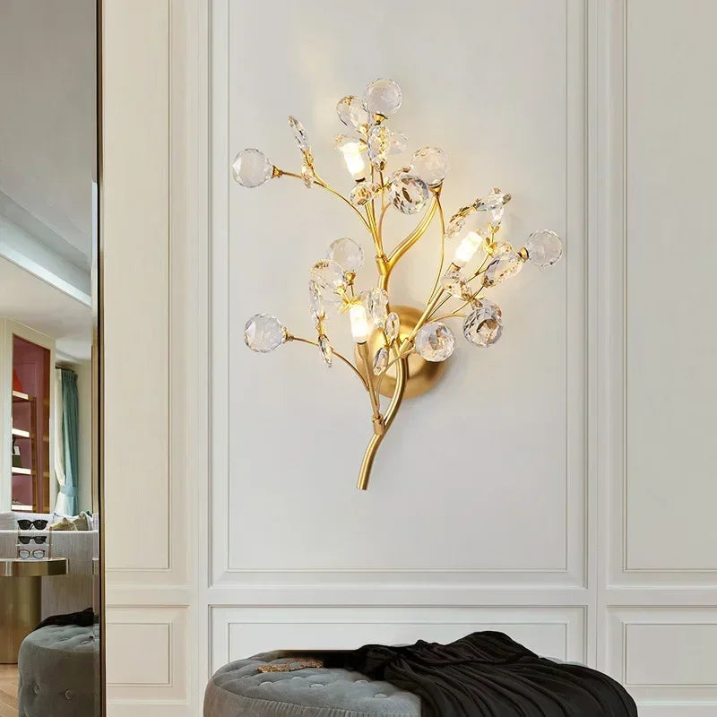 applique murale led luxe en cristal pour décoration intérieure - vue 2 sur 8
