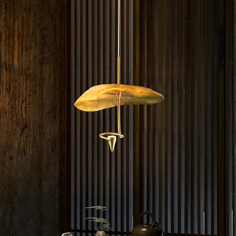 lustre art déco led en cuivre avec fil réglable - vue 4 sur 10