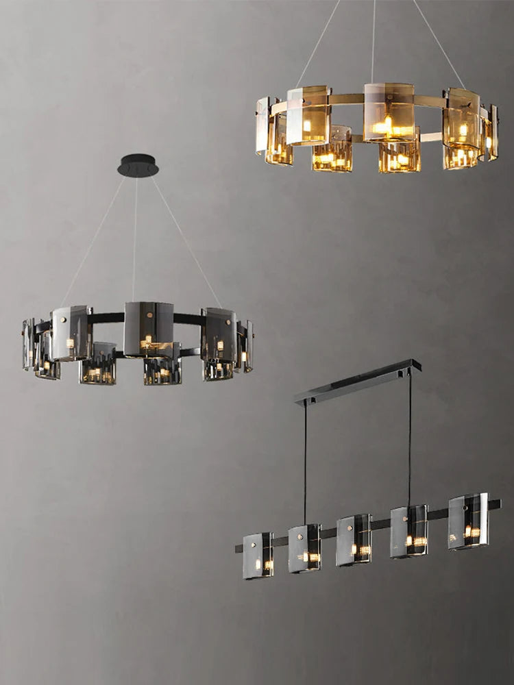 lustre moderne en verre pour éclairage design élégant - vue 5 sur 14